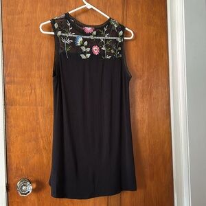 Shear,embroidered bodice,tunic blouse